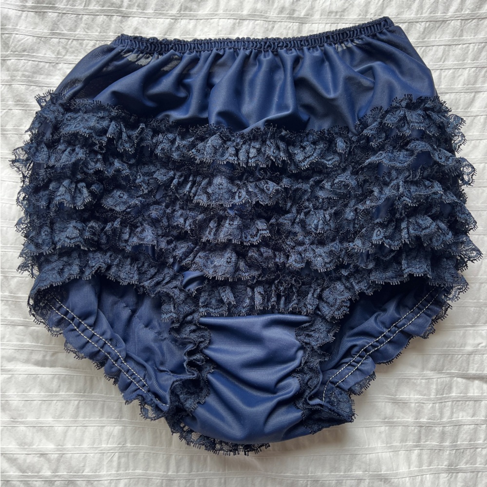 VTG Sam's Navy Blue Bloomer Ruffle Pettipants Panties for Square Dancing, M